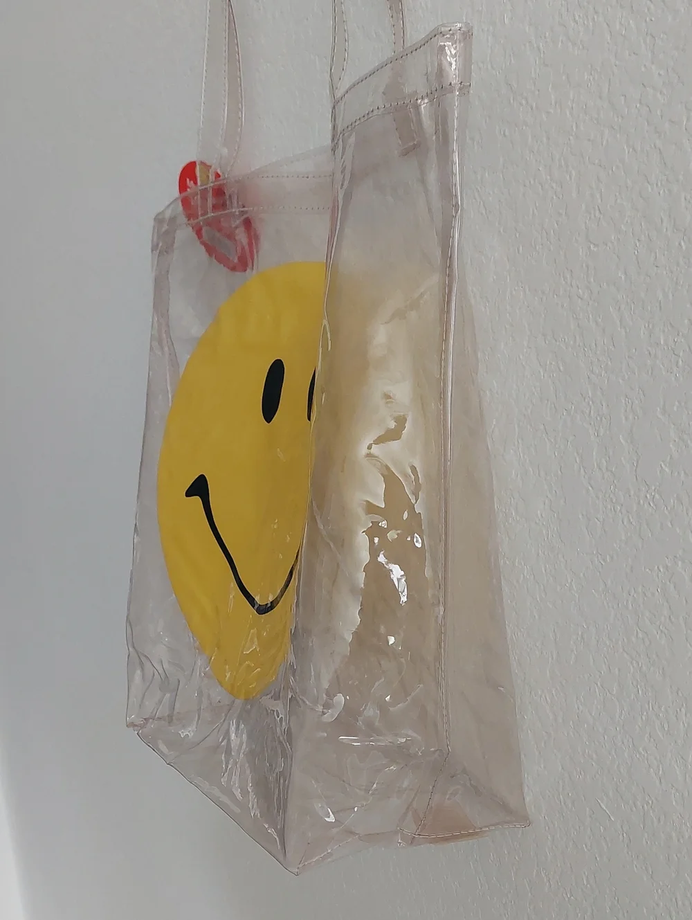Clear Multiuse Tote Bag with Yellow Smiley Face -NWT